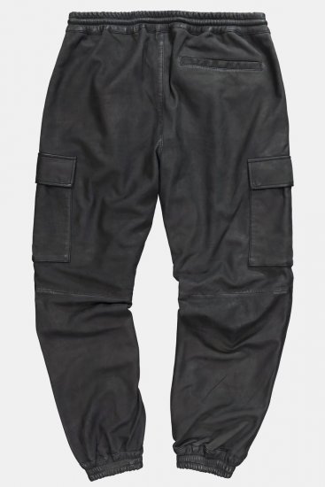 JP1880 847064 Cargohose aus Lammnappaleder Schwarz - Lederhosen für Herren in großen Größen - Herren Lederhosen in großen Größen