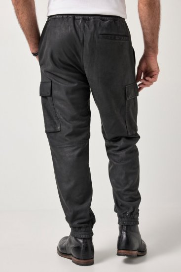 JP1880 847064 Cargohose aus Lammnappaleder Schwarz - Lederhosen für Herren in großen Größen - Herren Lederhosen in großen Größen