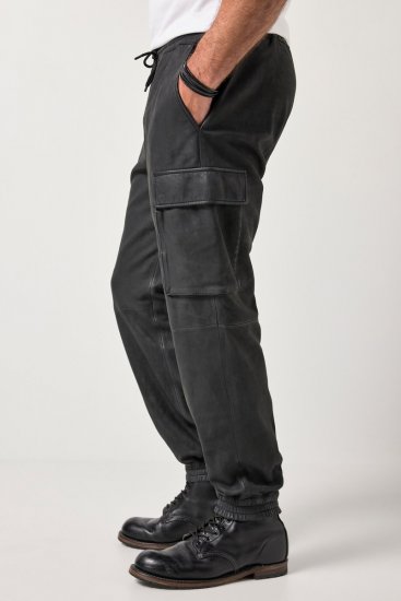 JP1880 847064 Cargohose aus Lammnappaleder Schwarz - Lederhosen für Herren in großen Größen - Herren Lederhosen in großen Größen