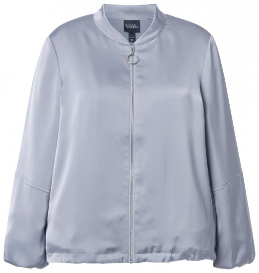 Ulla Popken 847191 Schimmernder Blouson mit College-Kragen Grau - Jacken - Damenjacken in großen Größen