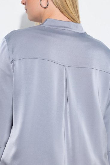 Ulla Popken 847191 Schimmernder Blouson mit College-Kragen Grau - Jacken - Damenjacken in großen Größen