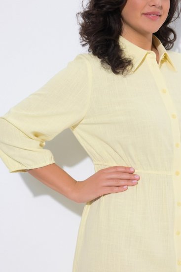 Ulla Popken 847224 Kleid aus Leinenmix Gelb - Sommerkleider - Sommerkleider in großen Größen