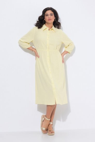 Ulla Popken 847224 Kleid aus Leinenmix Gelb - Sommerkleider - Sommerkleider in großen Größen