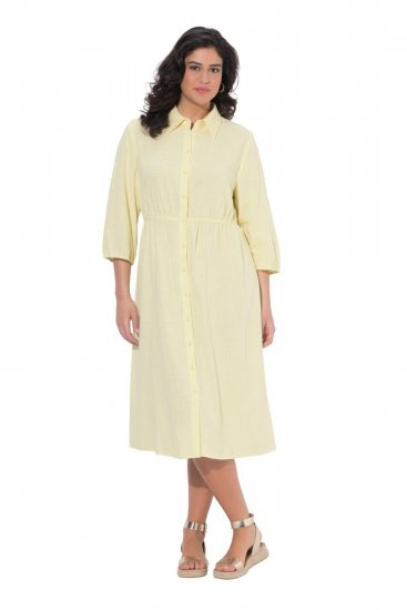 Ulla Popken 847224 Kleid aus Leinenmix Gelb - Sommerkleider - Sommerkleider in großen Größen