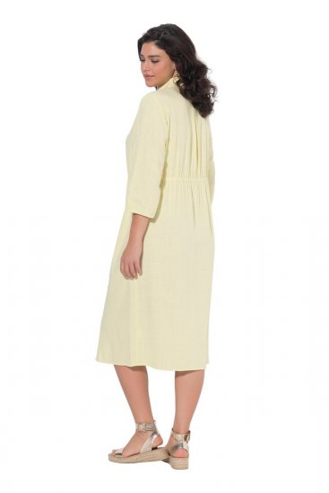 Ulla Popken 847224 Kleid aus Leinenmix Gelb - Sommerkleider - Sommerkleider in großen Größen