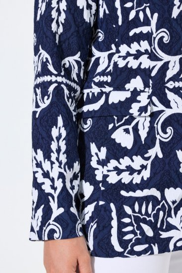 Ulla Popken 847586 Blazer aus floralem Jacquard Dunkelblau - Blazer - Blazer in großen Größen für Damen