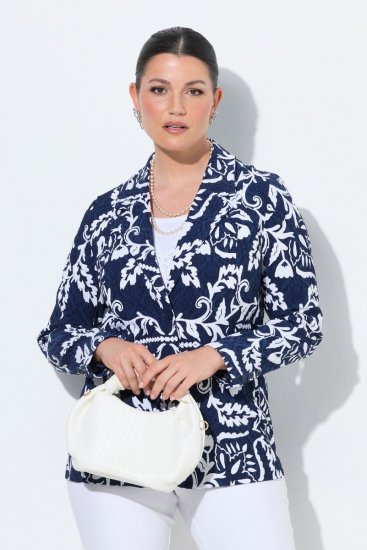 Ulla Popken 847586 Blazer aus floralem Jacquard Dunkelblau - Blazer - Blazer in großen Größen für Damen