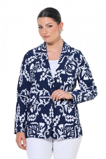 Ulla Popken 847586 Blazer aus floralem Jacquard Dunkelblau - Blazer - Blazer in großen Größen für Damen