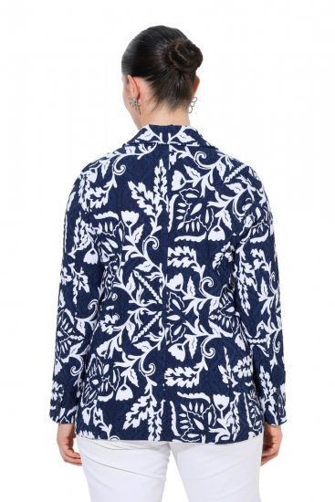 Ulla Popken 847586 Blazer aus floralem Jacquard Dunkelblau - Blazer - Blazer in großen Größen für Damen