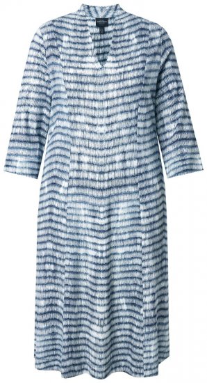 Ulla Popken 847643 Gestreiftes Jerseykleid Dunkelblau - Jerseykleider - 
