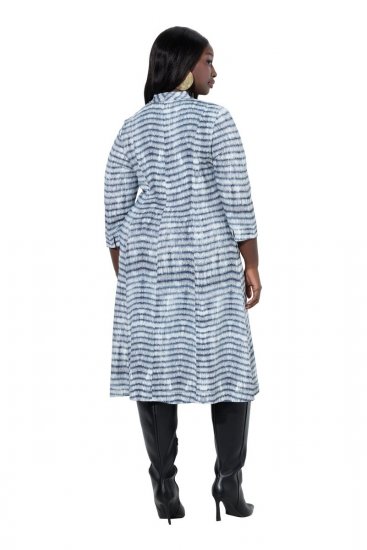 Ulla Popken 847643 Gestreiftes Jerseykleid Dunkelblau - Jerseykleider - 