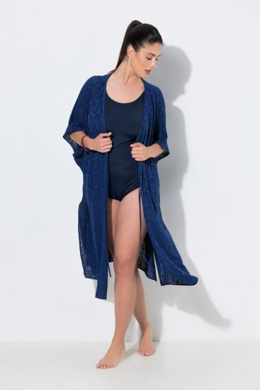 Ulla Popken 847654 Gemustertes Kleid Dunkelblau - Kaftane - 