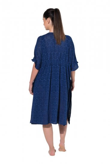 Ulla Popken 847654 Gemustertes Kleid Dunkelblau - Kaftane - 