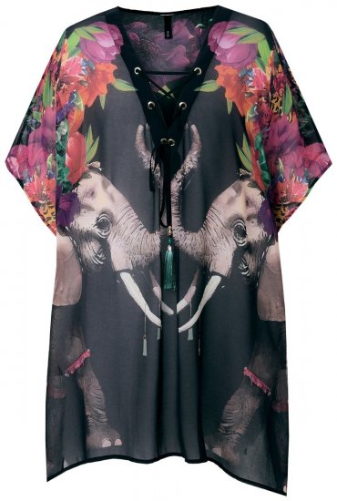 Ulla Popken 847698 Gemustertes Kleid Schwarz - Abendkleider - Abendkleider in großen Größen