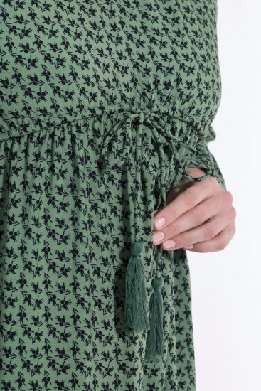Ulla Popken 847798 Midikleid in A-Linie mit V-Ausschnitt Dunkelgrün - Midikleider - Midikleider für Damen in großen Größen