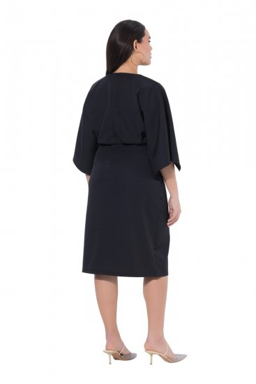 Ulla Popken 847909 Geblümtes Midikleid Schwarz - Midikleider - Midikleider für Damen in großen Größen