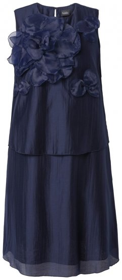 Ulla Popken 847918 Geblümtes Chiffonkleid Dunkelblau - Midikleider - Midikleider für Damen in großen Größen