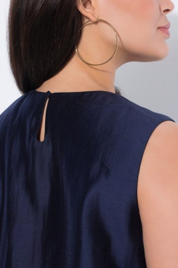 Ulla Popken 847918 Geblümtes Chiffonkleid Dunkelblau - Midikleider - Midikleider für Damen in großen Größen