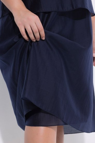 Ulla Popken 847918 Geblümtes Chiffonkleid Dunkelblau - Midikleider - Midikleider für Damen in großen Größen