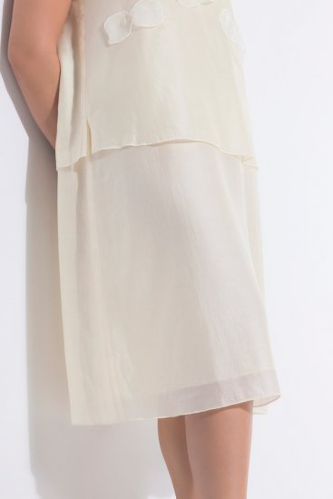 Ulla Popken 847918 Geblümtes Chiffonkleid Wollweiß - Sommerkleider - Sommerkleider in großen Größen