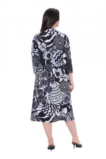 Ulla Popken 847972 Geblümtes Strickkleid Weiß - Strickkleider - 