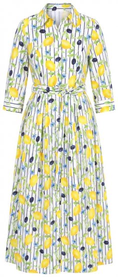 Ulla Popken 848081 Gestreiftes Hemdblusenkleid Weiß - Maxikleider - Maxikleider in großen Größen