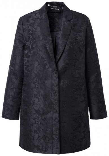 Ulla Popken 848099 Geblümter Jacquardblazer mit verdeckter Knopfleiste Schwarz - Blazer - Blazer in großen Größen für Damen