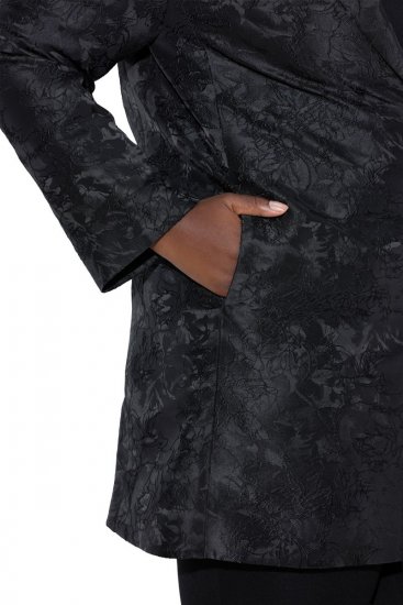 Ulla Popken 848099 Geblümter Jacquardblazer mit verdeckter Knopfleiste Schwarz - Blazer - Blazer in großen Größen für Damen