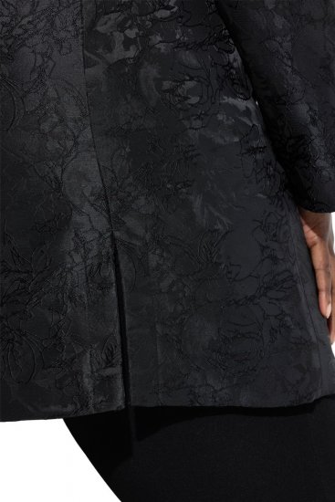 Ulla Popken 848099 Geblümter Jacquardblazer mit verdeckter Knopfleiste Schwarz - Blazer - Blazer in großen Größen für Damen