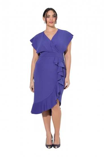 Ulla Popken 848120 Kleid mit Volants Flieder - Abendkleider - Abendkleider in großen Größen
