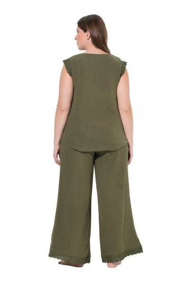 Ulla Popken 848131 Pyjama mit Spitze Oliv - Pyjama/Loungewear - 