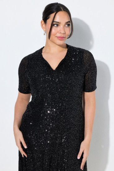 Ulla Popken 848140 Paillettenkleid Schwarz - Abendkleider - Abendkleider in großen Größen