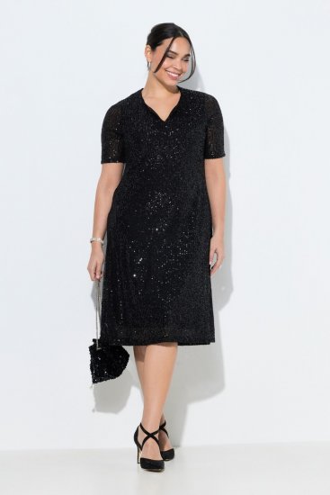 Ulla Popken 848140 Paillettenkleid Schwarz - Abendkleider - Abendkleider in großen Größen