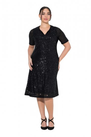 Ulla Popken 848140 Paillettenkleid Schwarz - Abendkleider - Abendkleider in großen Größen