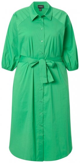 Ulla Popken 848159 Hemdblusenkleid mit Bindegürtel Grün - Midikleider - Midikleider für Damen in großen Größen