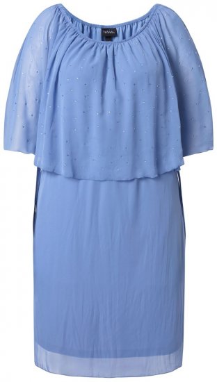 Ulla Popken 848169 Chiffonkleid in A-Linie Hellblau - Midikleider - Midikleider für Damen in großen Größen