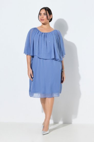 Ulla Popken 848169 Chiffonkleid in A-Linie Hellblau - Midikleider - Midikleider für Damen in großen Größen