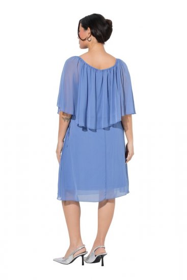 Ulla Popken 848169 Chiffonkleid in A-Linie Hellblau - Midikleider - Midikleider für Damen in großen Größen