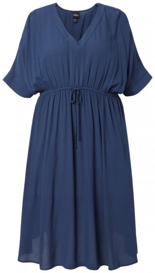 Ulla Popken 848224 Midikleid mit Tunnelzug Dunkelblau - Midikleider - Midikleider für Damen in großen Größen