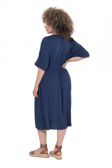 Ulla Popken 848224 Midikleid mit Tunnelzug Dunkelblau - Midikleider - Midikleider für Damen in großen Größen