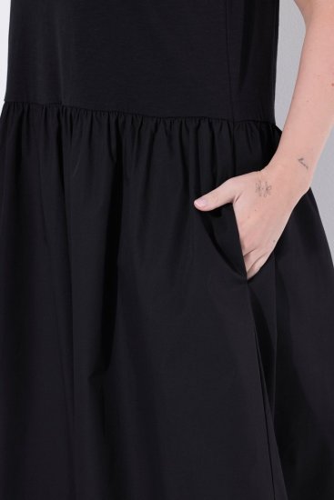 Ulla Popken 848305 Ärmelloses Midikleid mit V-Ausschnitt Schwarz - Midikleider - Midikleider für Damen in großen Größen
