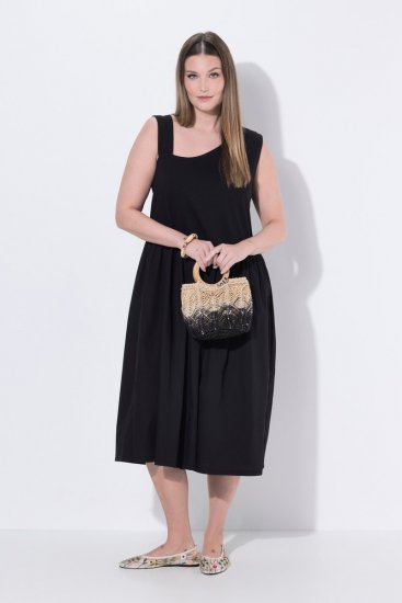 Ulla Popken 848305 Ärmelloses Midikleid mit V-Ausschnitt Schwarz - Midikleider - Midikleider für Damen in großen Größen