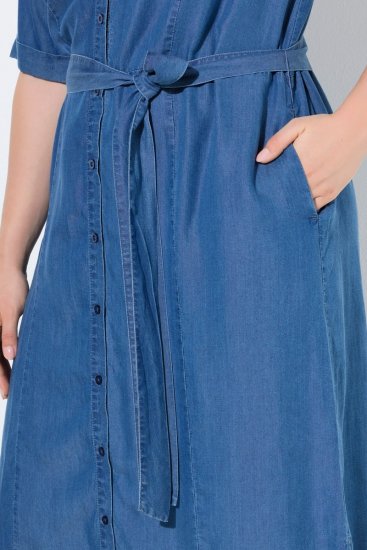 Ulla Popken 848491 Hemdblusenkleid Denimblau - Midikleider - Midikleider für Damen in großen Größen