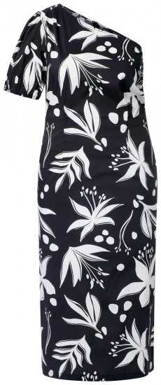 Ulla Popken 848510 Geblümtes Midikleid Schwarz - Midikleider - Midikleider für Damen in großen Größen