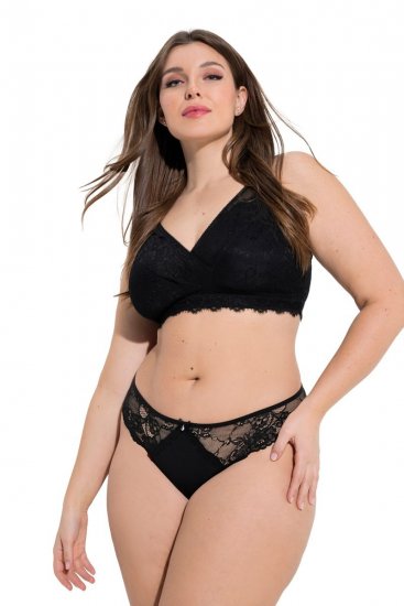 Ulla Popken 848522 Strings mit Spitze 3er-Pack Schwarz - Slips - 