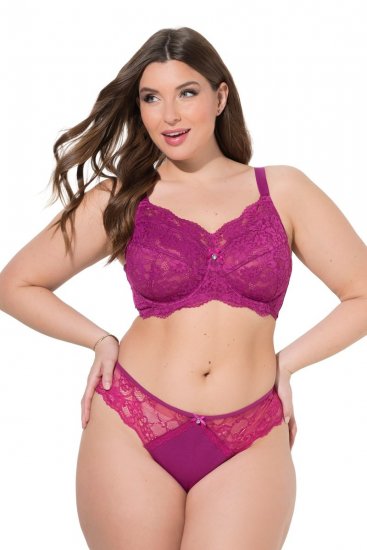 Ulla Popken 848522 Strings mit Spitze 3er-Pack Dunkellila - Slips - 