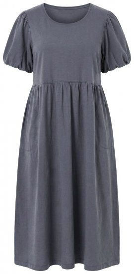 Ulla Popken 848575 Kurzärmliges Maxikleid mit Taschen Anthrazit - Maxikleider - Maxikleider in großen Größen