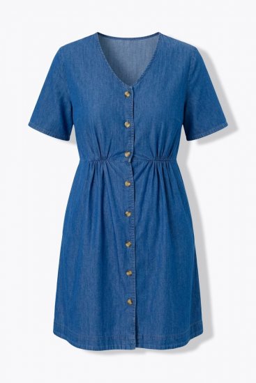 Ulla Popken 848597 Hemdblusenkleid Denimblau - Blusenkleider - 
