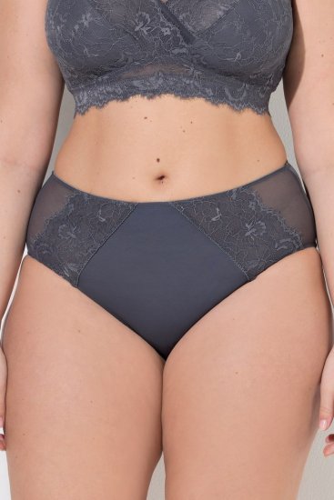 Ulla Popken 848693 Slips mit Spitze Anthrazit - Slips - 