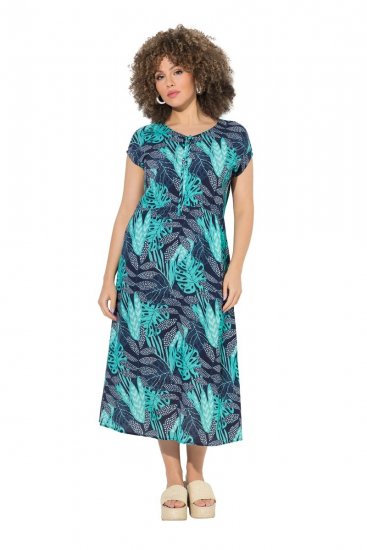 Ulla Popken 848696 Gemustertes Kleid Dunkelblau - Sommerkleider - Sommerkleider in großen Größen